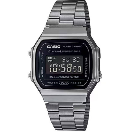 Casio Unisex Digital Watch - Vintage Grey Stainless Steel Bracelet | A168WGG-1BVT ,