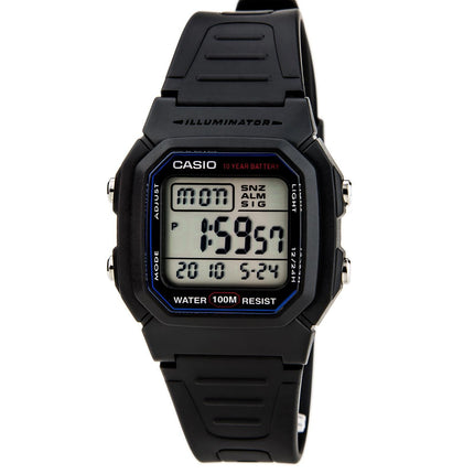 Casio Men's Classic Illuminator Grey Digital Dial Black Rubber Strap Sport Watch | W800H-1A ,