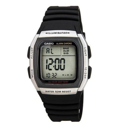 Casio Men's Casual Classic Digital Grey Dial Alarm Chronograph Black Strap Watch | W96H-1A ,
