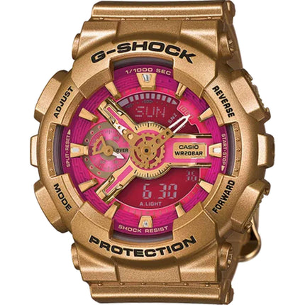 Casio Women's Watch - G-Shock Pink and Gold Ana-Digi Dial Strap | GMAS110GD-4A1CR ,