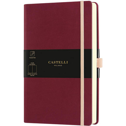 Castelli A5 Notebook - Aquarela Ivory Pages Medium, Blank, Black Cherry | QC825-002 ,