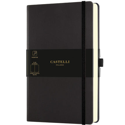 Castelli A5 Notebook - Aquarela Ivory Pages Medium, Blank, Black Sepia | QC825-635 ,