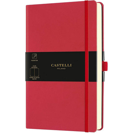 Castelli A5 Notebook - Aquarela Ivory Pages Medium, Blank, Coral Red | QC825-757 ,
