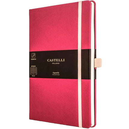 Castelli A5 Notebook - Aquarela Ivory Pages Medium, Ruled, Amaranth | QC625-006 ,