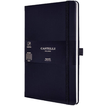 Castelli A5 Notebook - Aquarela Ivory Pages Medium, Ruled, Black Sepia | QC625-635 ,