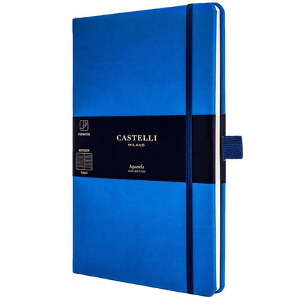 Castelli A5 Notebook - Aquarela Ivory Pages Medium, Ruled, Blue Sea | QC625-914 ,