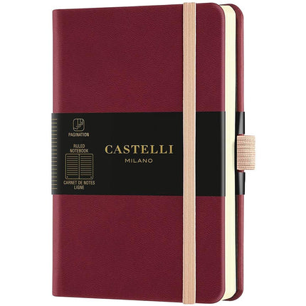 Castelli A6 Notebook - Aquarela Ivory Pages, Ruled, Black Cherry | QC225-002 ,