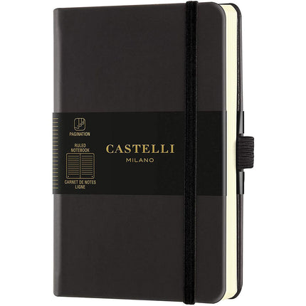 Castelli A6 Notebook - Aquarela Ivory Pages, Ruled, Black Sepia | QC225-635 ,