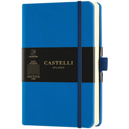 Castelli A6 Notebook - Aquarela Ivory Pages, Ruled, Blue Sea | QC225-914 ,