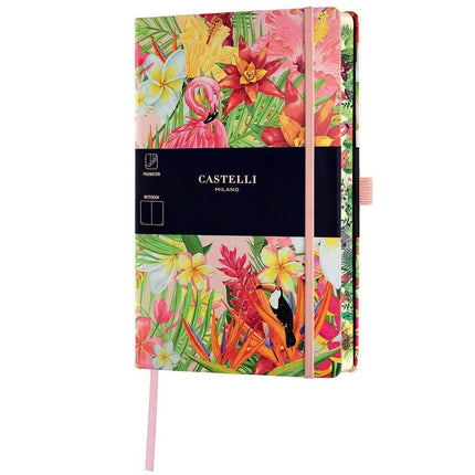 Castelli Notebook - Eden Jungle Design Medium A5, Blank, Flamingo | QC8BI-005 ,