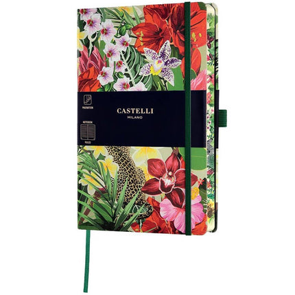 Castelli Notebook - Eden Jungle Design Medium A5, Ruled, Leopard | QC6BI-006 ,
