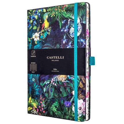 Castelli Notebook - Eden Jungle Design Medium A5, Ruled, Lily | QC6BI-001 ,