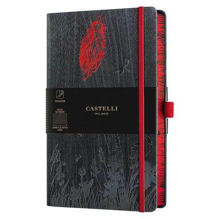 Castelli Notebook - Foresta Card Cover Medium A5, Ruled, Leaf | QC6QG-503 ,