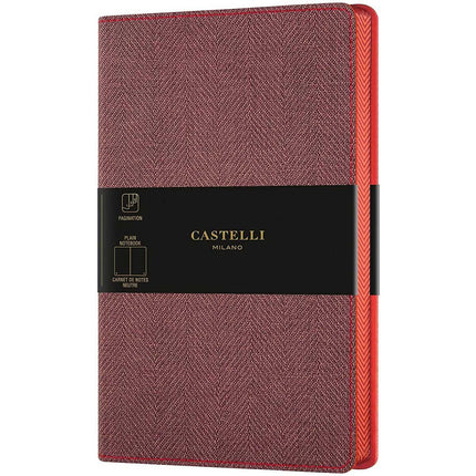 Castelli Notebook - Harris Tweed Cover Medium A5, Blank, Maple Red | QC8D9-387 ,