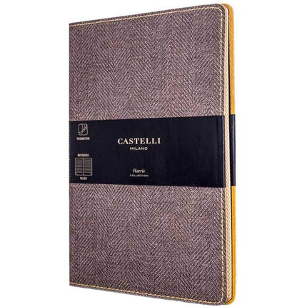 Castelli Notebook - Harris Tweed Cover Medium A5, Ruled, Tobacco Brown | QC6D9-384 ,