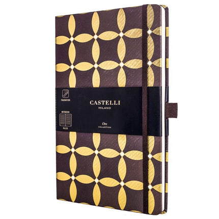 Castelli Notebook - Oro Weave Cover Medium A5, Ruled, Corianders | QC6BZ-006 ,