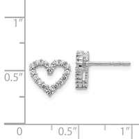 14k White Gold Diamond Heart Earrings ,