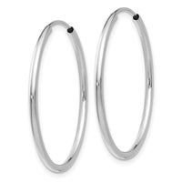 14k White Gold 1.5mm Polished Endless Hoop Earrings ,