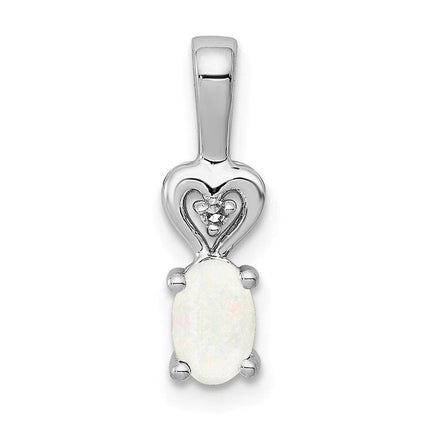 Sterling Silver Rhodium-plated Created Opal & Diam. Pendant ,