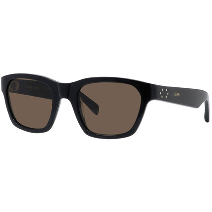Celine Women's Sunglasses - Brown Lens Shiny Black Rectangular Frame | CL40206I 01E ,