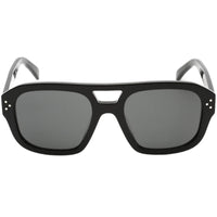 Celine Women's Sunglasses - Grey Lens Shiny Black Plastic Aviator Frame | CL40205U 01A ,