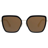 Celine Women's Sunglasses - Shiny Black and Gold Metal Cat Eye Frame | CL40221U 01E ,