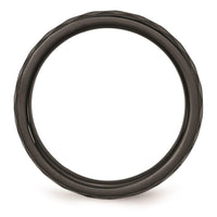 Ceramic Black 4mm Faceted Polished Band ,