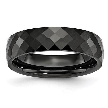 Ceramic Black 6mm Faceted Polished Band ,