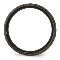 Ceramic Black 6mm Faceted Polished Band ,