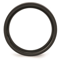 Ceramic Black 8mm Beveled Edge Brushed and Polished Band ,