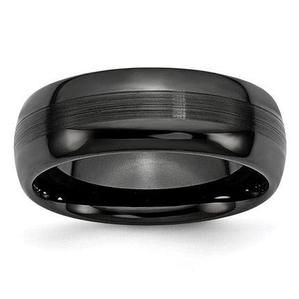 Ceramic Black 8mm Brushed and Polished Band ,