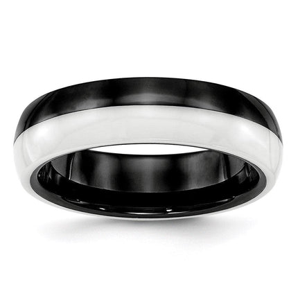 Ceramic Black and White 6.00mm Band ,