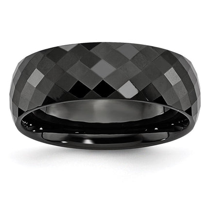 Ceramic Black Faceted 7.5mm Polished Band ,