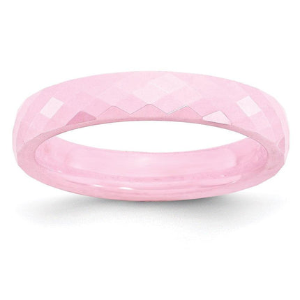 Ceramic Pink 4mm Faceted Polished Band ,