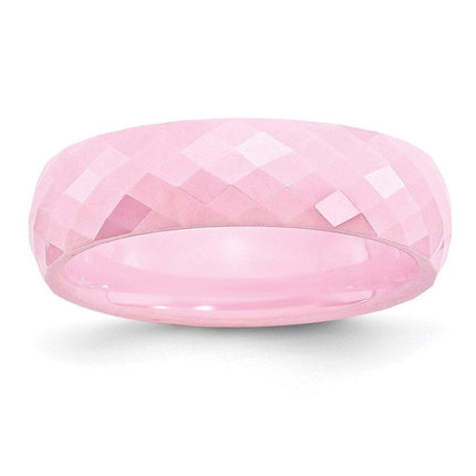 Ceramic Pink Faceted 6mm Polished Band ,