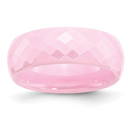Ceramic Pink Faceted 7.5mm Polished Band ,