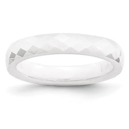 Ceramic White 4mm Faceted Polished Band ,