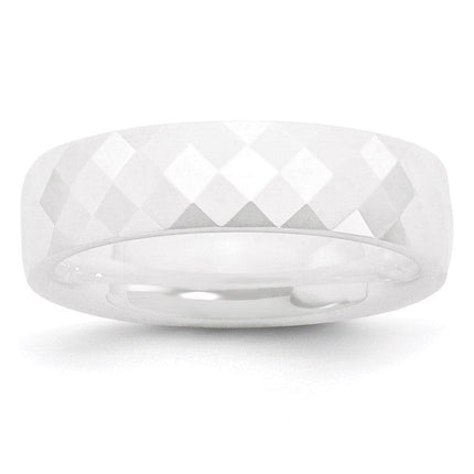Ceramic White 6mm Faceted Polished Band ,