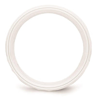 Ceramic White Faceted 8mm Polished Band ,