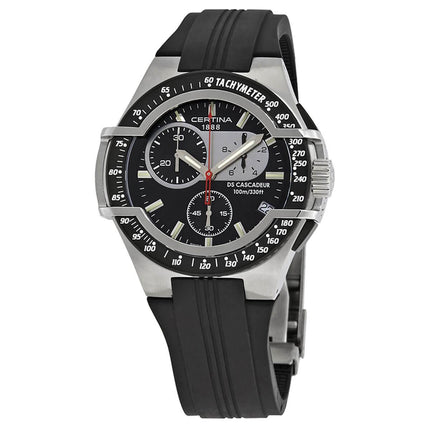 Certina Men's Chrono Watch - DS Cascadeur Black Dial Rubber Strap | C003.417.17.051.00 ,