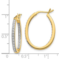 14k Diamond In/Out Hoop Earrings ,