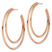 Stainless Steel Polished Rose IP-plated Post Hoop Earrings ,