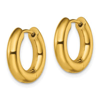 Stainless Steel Polished Yellow IP-plated 4mm Hinged Hoop Earrings ,