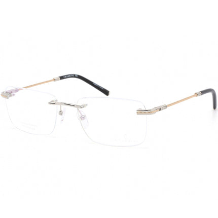 Charriol Men's Eyeglasses - Shiny Silver/Gold/Black Rectangular Frame | PC75078 C02 ,