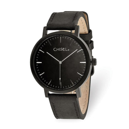 Chisel Matte Black IP-plated Black Dial Watch ,