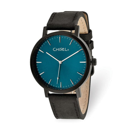 Chisel Matte Black IP-plated Blue Dial Watch ,