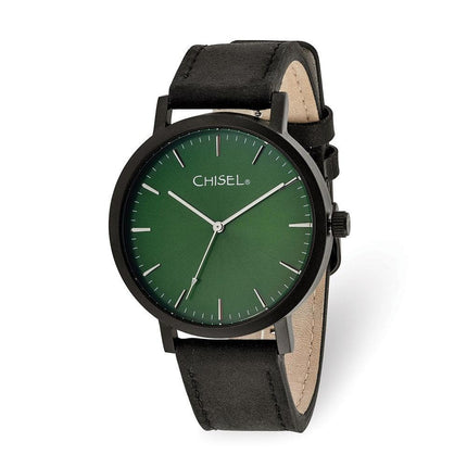 Chisel Matte Black IP-plated Green Dial Watch ,