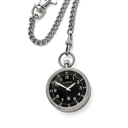 Chisel Stainless Steel Black Dial Pocket Watch ,