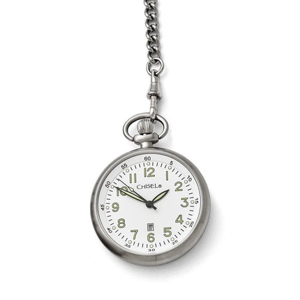 Chisel Stainless Steel White Dial Pocket Watch ,