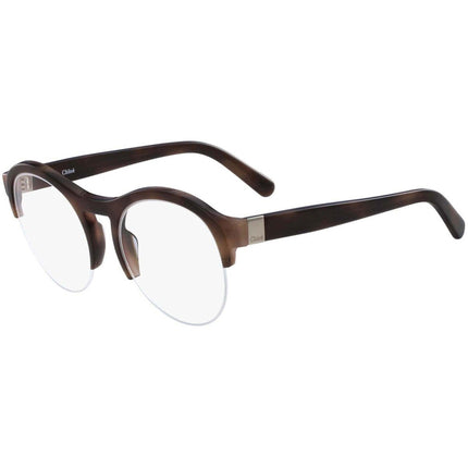 Chloe Women's Eyeglasses - Dark Havana Plastic Round Half Rim Frame | CHLOE 2711 232 ,